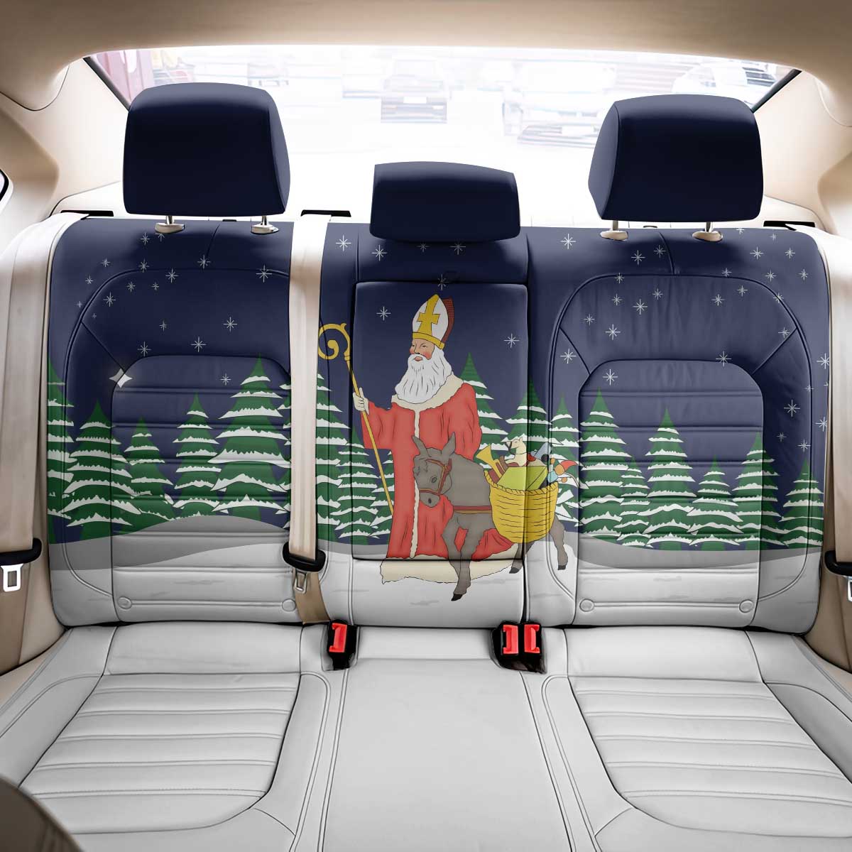 Saint Nicholas Christmas Back Car Seat Cover Xmas Holiday Patterns - Wonder Print Shop