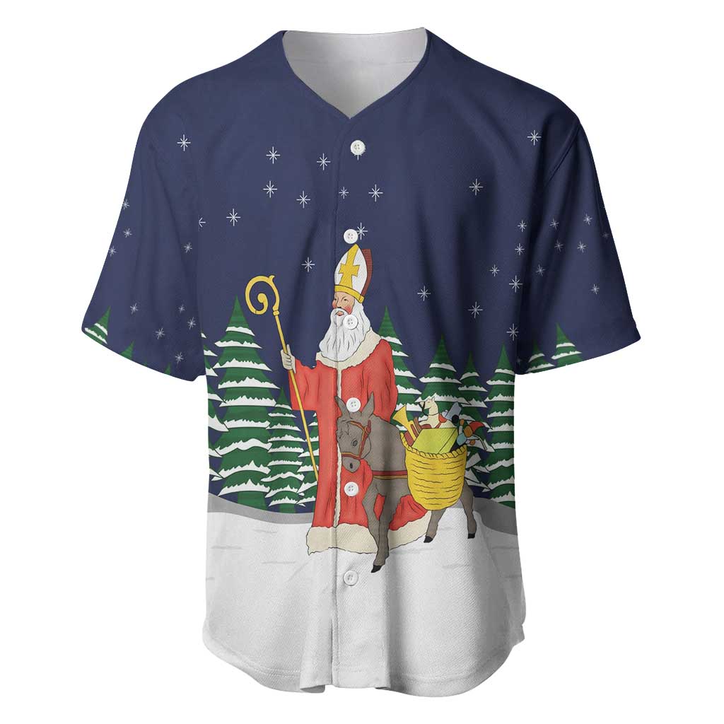 Saint Nicholas Christmas Baseball Jersey Xmas Holiday Patterns - Wonder Print Shop
