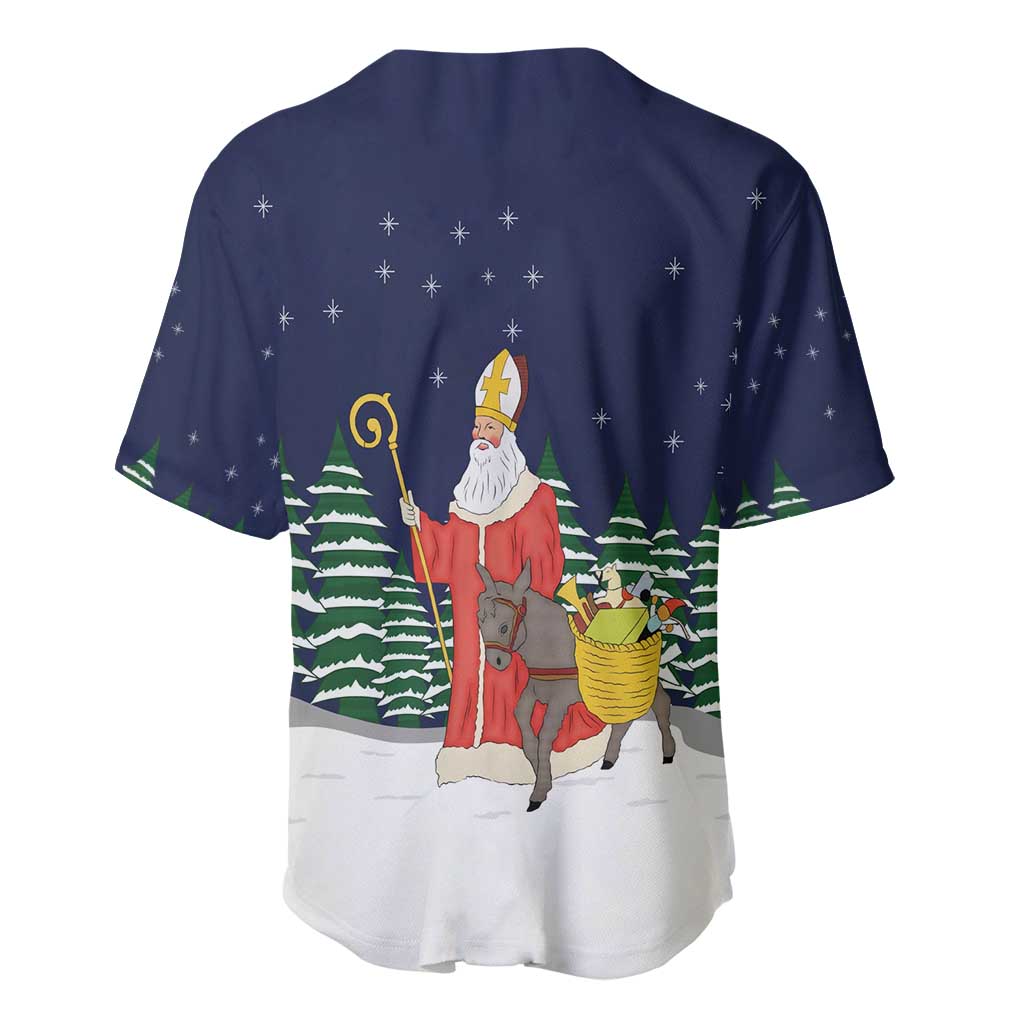 Saint Nicholas Christmas Baseball Jersey Xmas Holiday Patterns - Wonder Print Shop