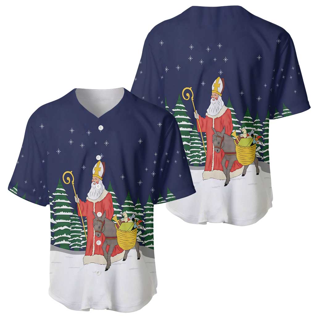 Saint Nicholas Christmas Baseball Jersey Xmas Holiday Patterns - Wonder Print Shop