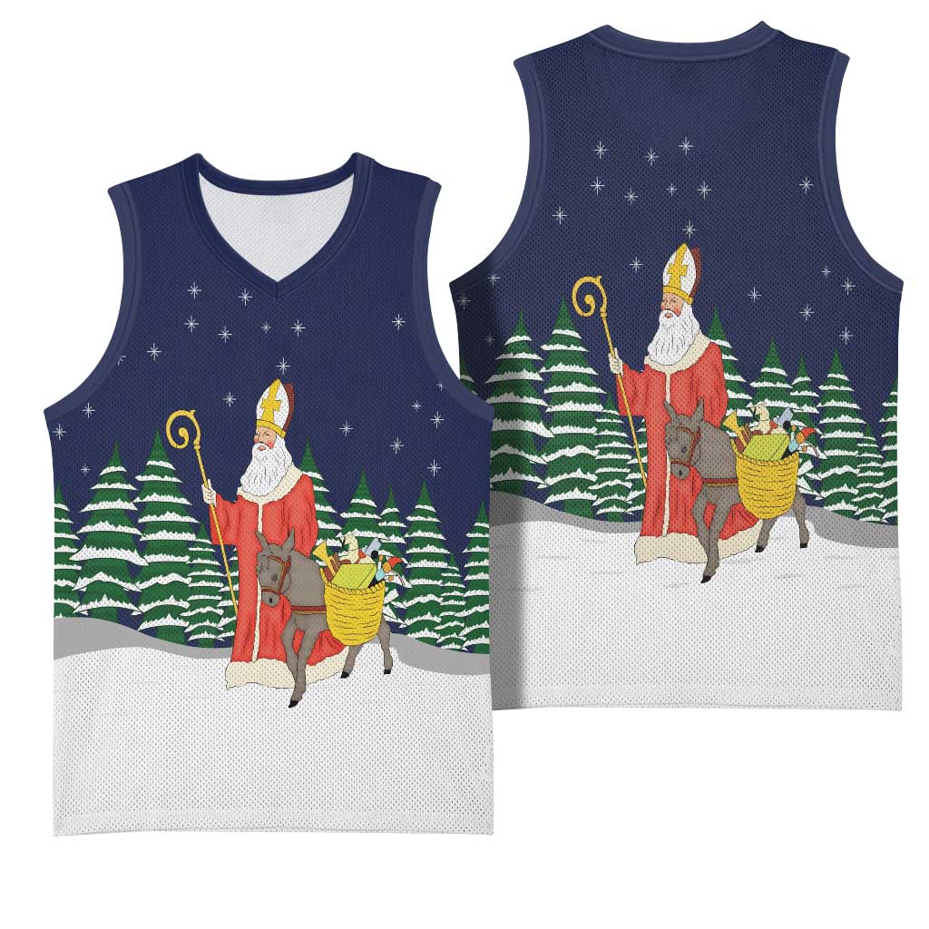 Saint Nicholas Christmas Basketball Jersey Xmas Holiday Patterns - Wonder Print Shop