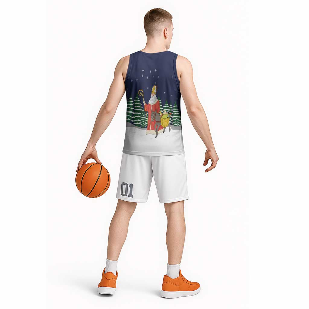 Saint Nicholas Christmas Basketball Jersey Xmas Holiday Patterns - Wonder Print Shop