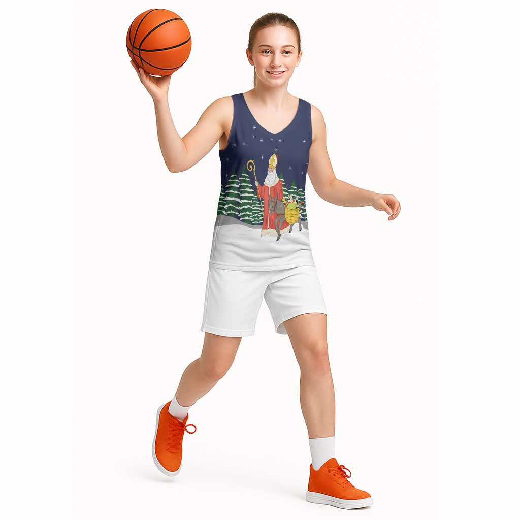 Saint Nicholas Christmas Basketball Jersey Xmas Holiday Patterns - Wonder Print Shop