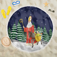 Saint Nicholas Christmas Beach Blanket Xmas Holiday Patterns - Wonder Print Shop