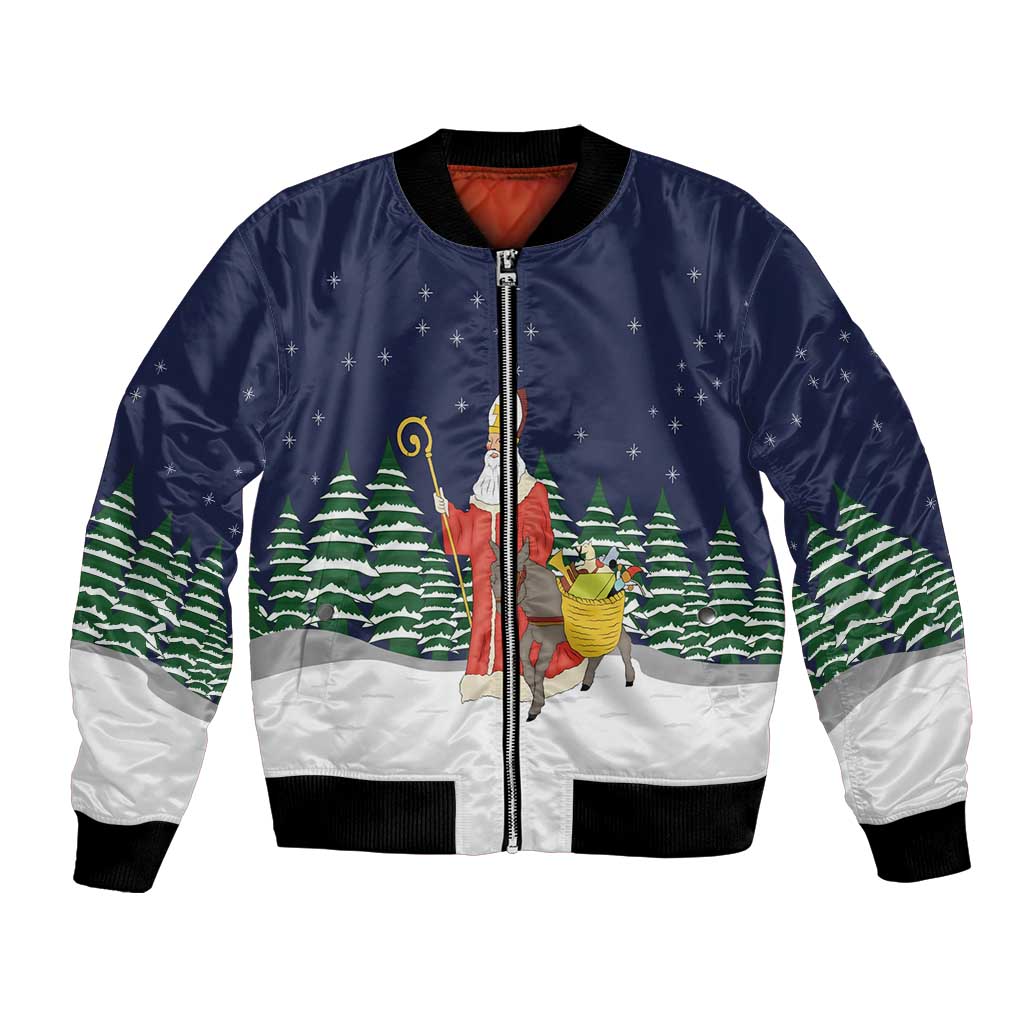 Saint Nicholas Christmas Bomber Jacket Xmas Holiday Patterns - Wonder Print Shop