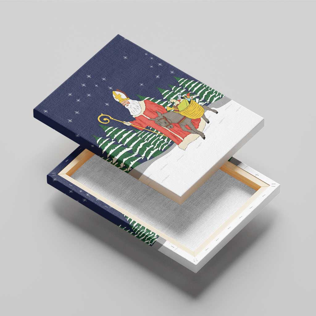 Saint Nicholas Christmas Canvas Wall Art Xmas Holiday Patterns - Wonder Print Shop