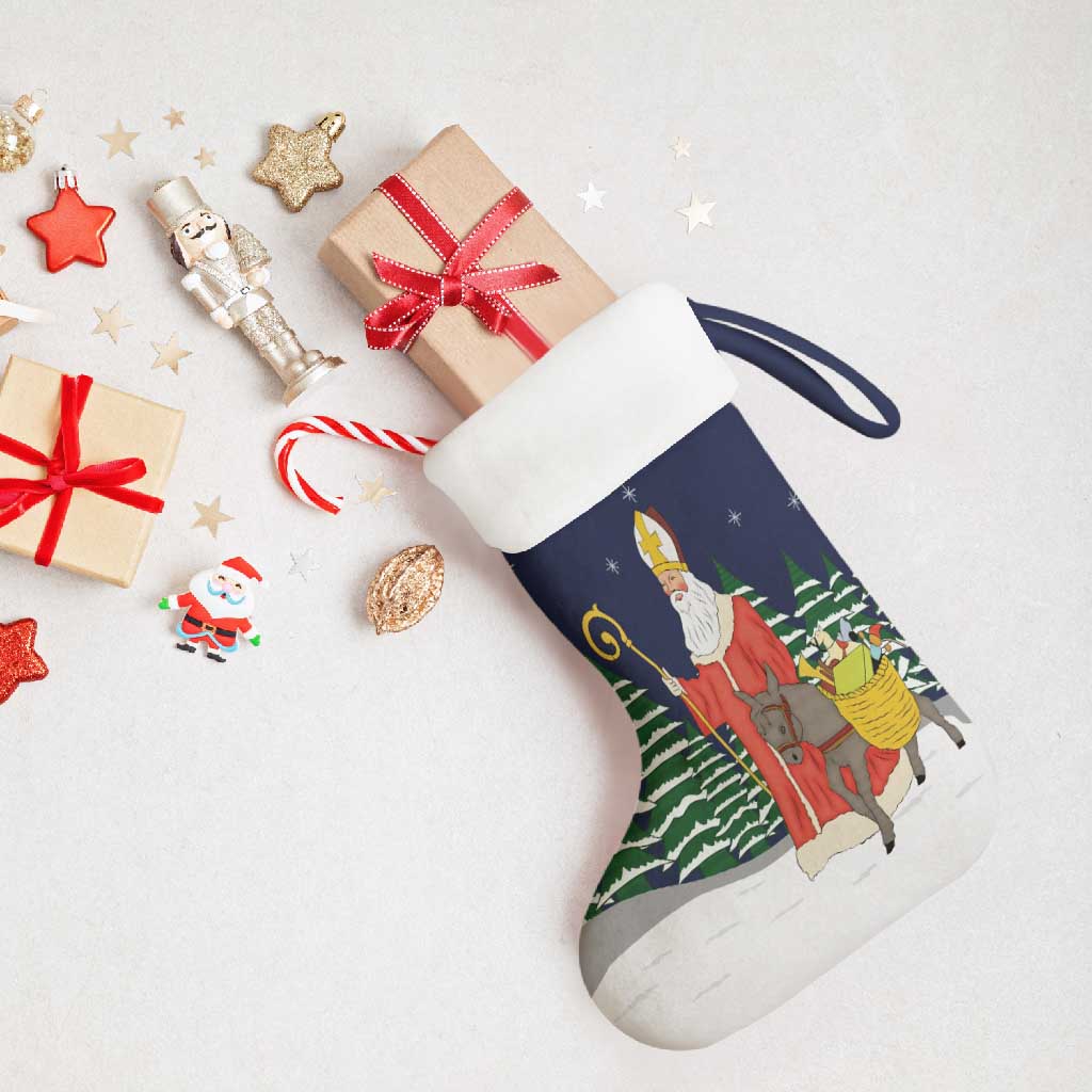 Saint Nicholas Christmas Stocking Xmas Holiday Patterns - Wonder Print Shop