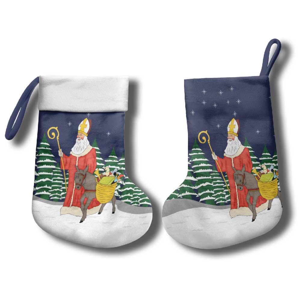 Saint Nicholas Christmas Stocking Xmas Holiday Patterns - Wonder Print Shop