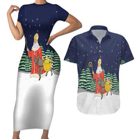 Saint Nicholas Christmas Couples Matching Short Sleeve Bodycon Dress and Hawaiian Shirt Xmas Holiday Patterns - Wonder Print Shop