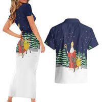 Saint Nicholas Christmas Couples Matching Short Sleeve Bodycon Dress and Hawaiian Shirt Xmas Holiday Patterns - Wonder Print Shop