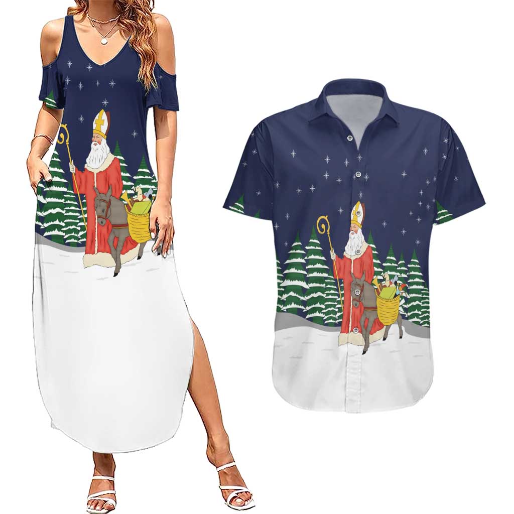 Saint Nicholas Christmas Couples Matching Summer Maxi Dress and Hawaiian Shirt Xmas Holiday Patterns - Wonder Print Shop