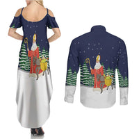 Saint Nicholas Christmas Couples Matching Summer Maxi Dress and Long Sleeve Button Shirt Xmas Holiday Patterns - Wonder Print Shop