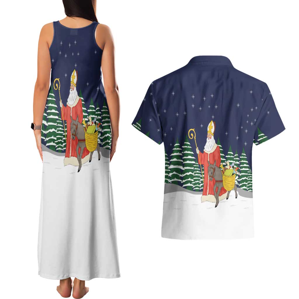 Saint Nicholas Christmas Couples Matching Tank Maxi Dress and Hawaiian Shirt Xmas Holiday Patterns - Wonder Print Shop