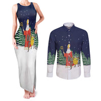 Saint Nicholas Christmas Couples Matching Tank Maxi Dress and Long Sleeve Button Shirt Xmas Holiday Patterns - Wonder Print Shop