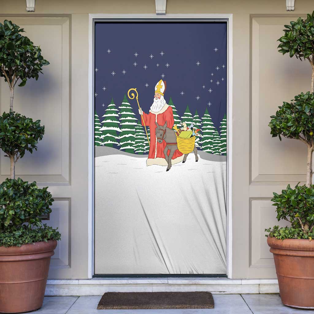 Saint Nicholas Christmas Door Cover Xmas Holiday Patterns - Wonder Print Shop