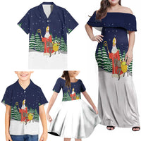 Saint Nicholas Christmas Family Matching Off Shoulder Maxi Dress and Hawaiian Shirt Xmas Holiday Patterns - Wonder Print Shop