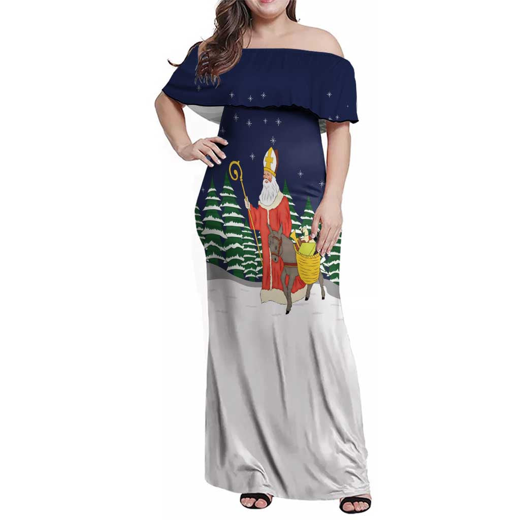 Saint Nicholas Christmas Family Matching Off Shoulder Maxi Dress and Hawaiian Shirt Xmas Holiday Patterns - Wonder Print Shop