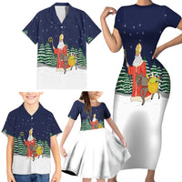 Saint Nicholas Christmas Family Matching Short Sleeve Bodycon Dress and Hawaiian Shirt Xmas Holiday Patterns - Wonder Print Shop