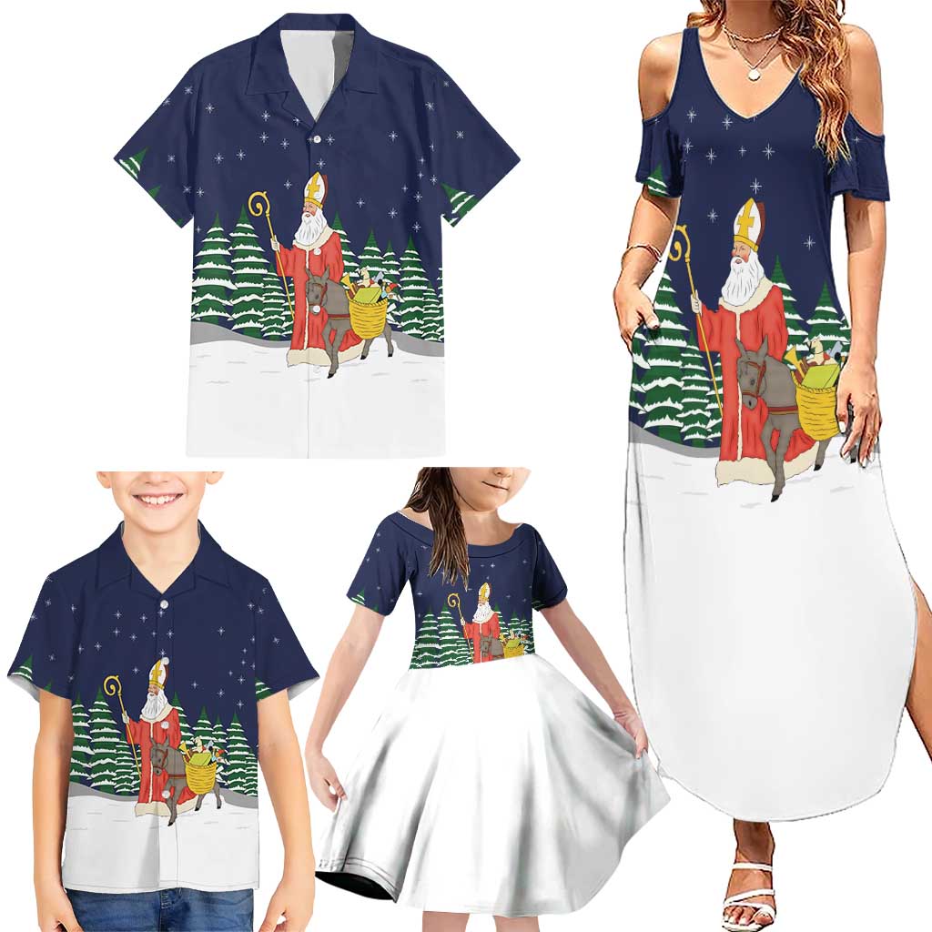 Saint Nicholas Christmas Family Matching Summer Maxi Dress and Hawaiian Shirt Xmas Holiday Patterns - Wonder Print Shop