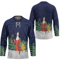 Saint Nicholas Christmas Hockey Jersey Xmas Holiday Patterns - Wonder Print Shop