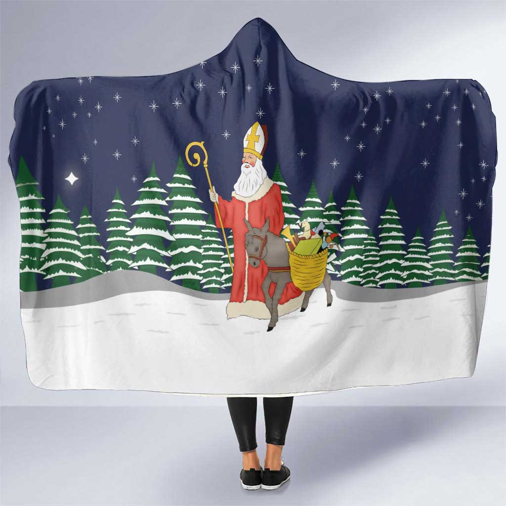 Saint Nicholas Christmas Hooded Blanket Xmas Holiday Patterns - Wonder Print Shop