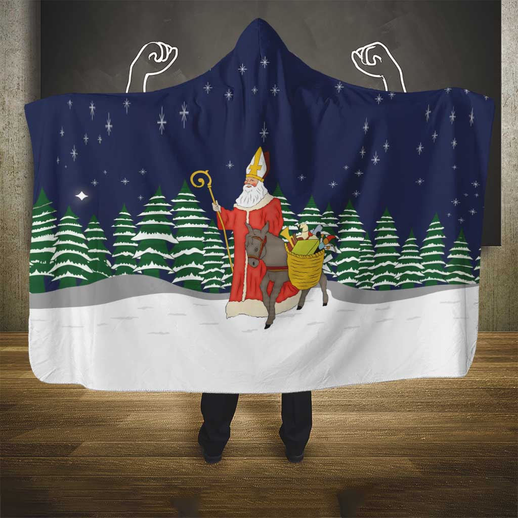 Saint Nicholas Christmas Hooded Blanket Xmas Holiday Patterns - Wonder Print Shop