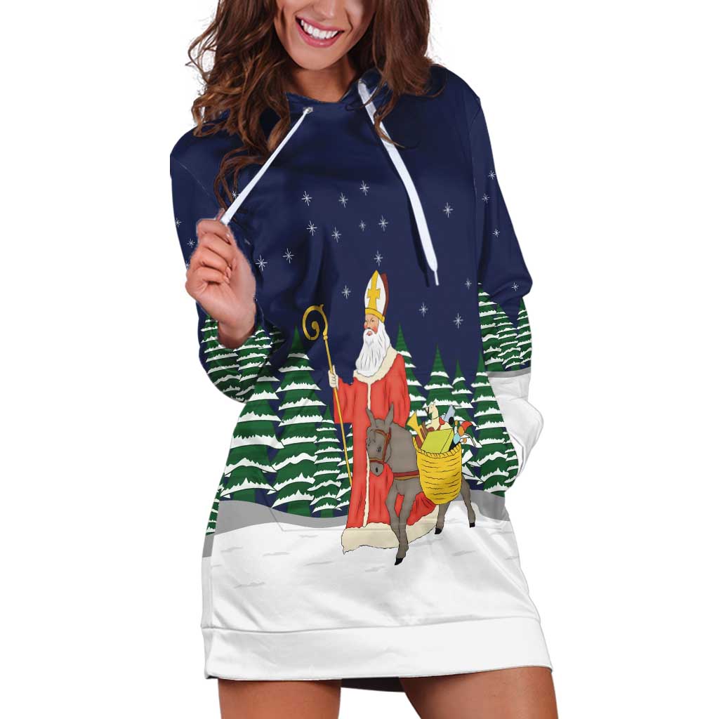 Saint Nicholas Christmas Hoodie Dress Xmas Holiday Patterns - Wonder Print Shop