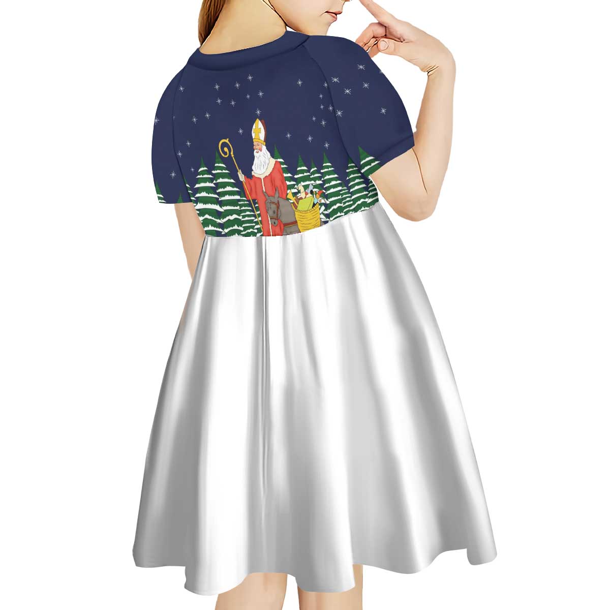 Saint Nicholas Christmas Kid Short Sleeve Dress Xmas Holiday Patterns - Wonder Print Shop