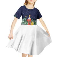 Saint Nicholas Christmas Kid Short Sleeve Dress Xmas Holiday Patterns - Wonder Print Shop