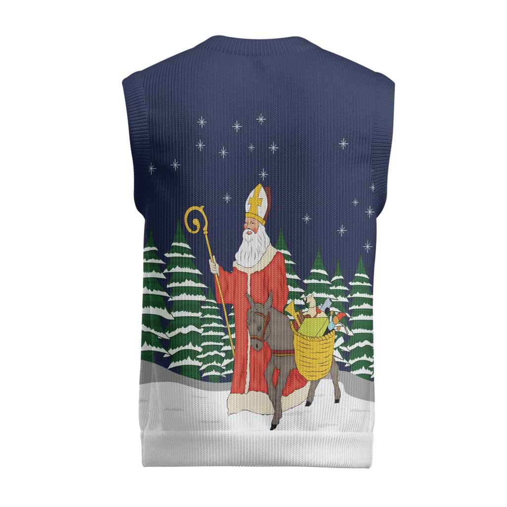 Saint Nicholas Christmas Knitted V-Neck Vest Xmas Holiday Patterns - Wonder Print Shop