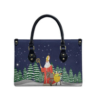 Saint Nicholas Christmas Leather Bag Xmas Holiday Patterns - Wonder Print Shop