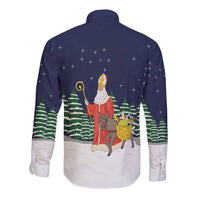 Saint Nicholas Christmas Long Sleeve Button Shirt Xmas Holiday Patterns - Wonder Print Shop