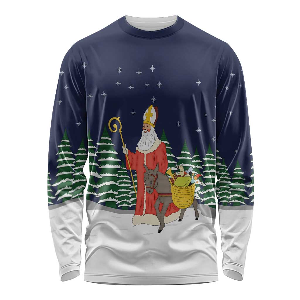 Saint Nicholas Christmas Long Sleeve Shirt Xmas Holiday Patterns - Wonder Print Shop