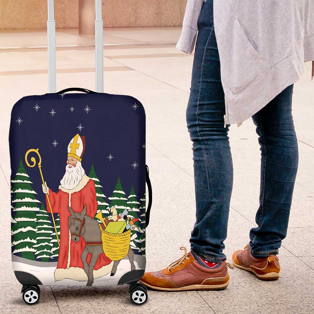 Saint Nicholas Christmas Luggage Cover Xmas Holiday Patterns - Wonder Print Shop