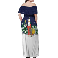Saint Nicholas Christmas Off Shoulder Maxi Dress Xmas Holiday Patterns - Wonder Print Shop