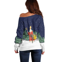Saint Nicholas Christmas Off Shoulder Sweater Xmas Holiday Patterns - Wonder Print Shop