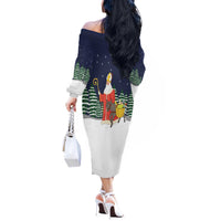 Saint Nicholas Christmas Off The Shoulder Long Sleeve Dress Xmas Holiday Patterns - Wonder Print Shop