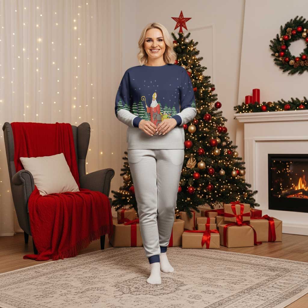 Saint Nicholas Christmas Pajama Set Xmas Holiday Patterns - Wonder Print Shop