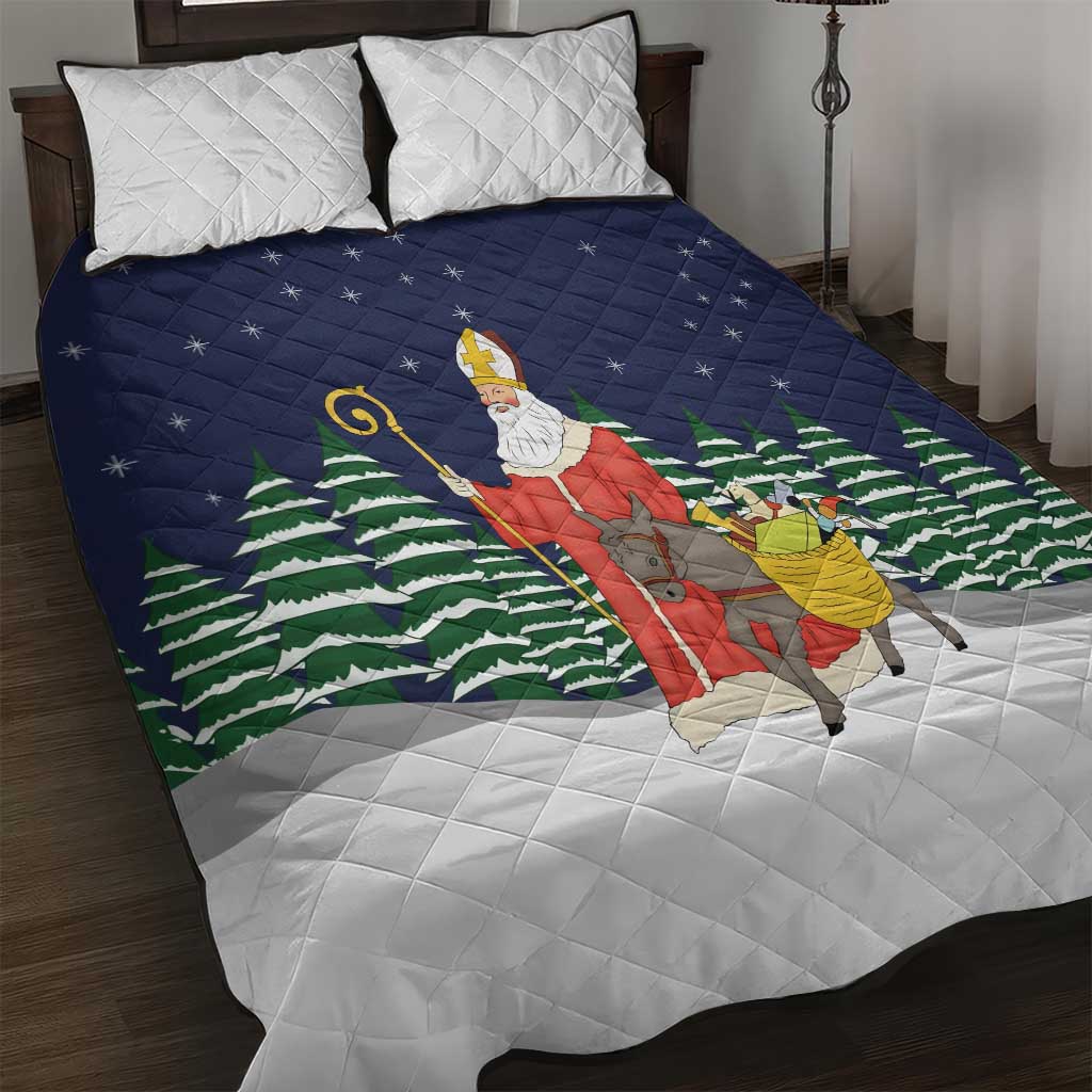 Saint Nicholas Christmas Quilt Bed Set Xmas Holiday Patterns - Wonder Print Shop