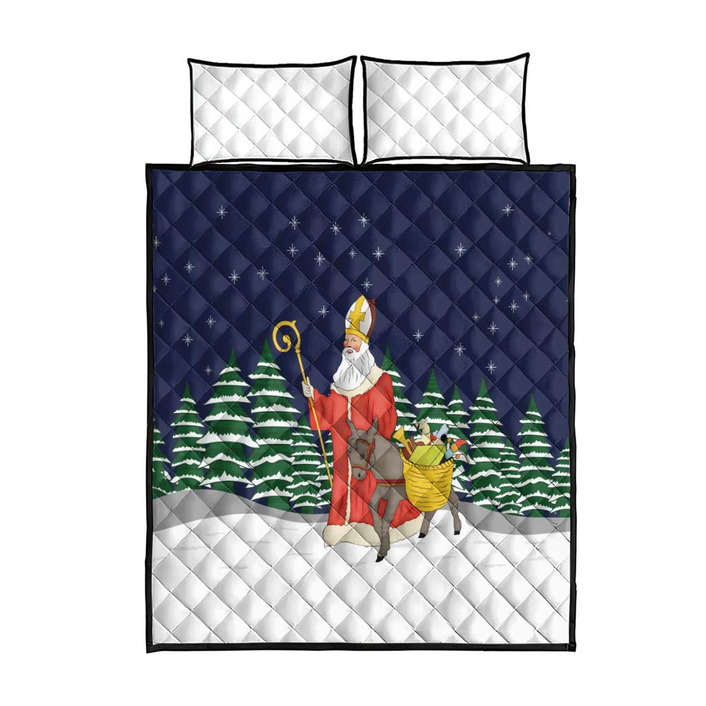 Saint Nicholas Christmas Quilt Bed Set Xmas Holiday Patterns - Wonder Print Shop