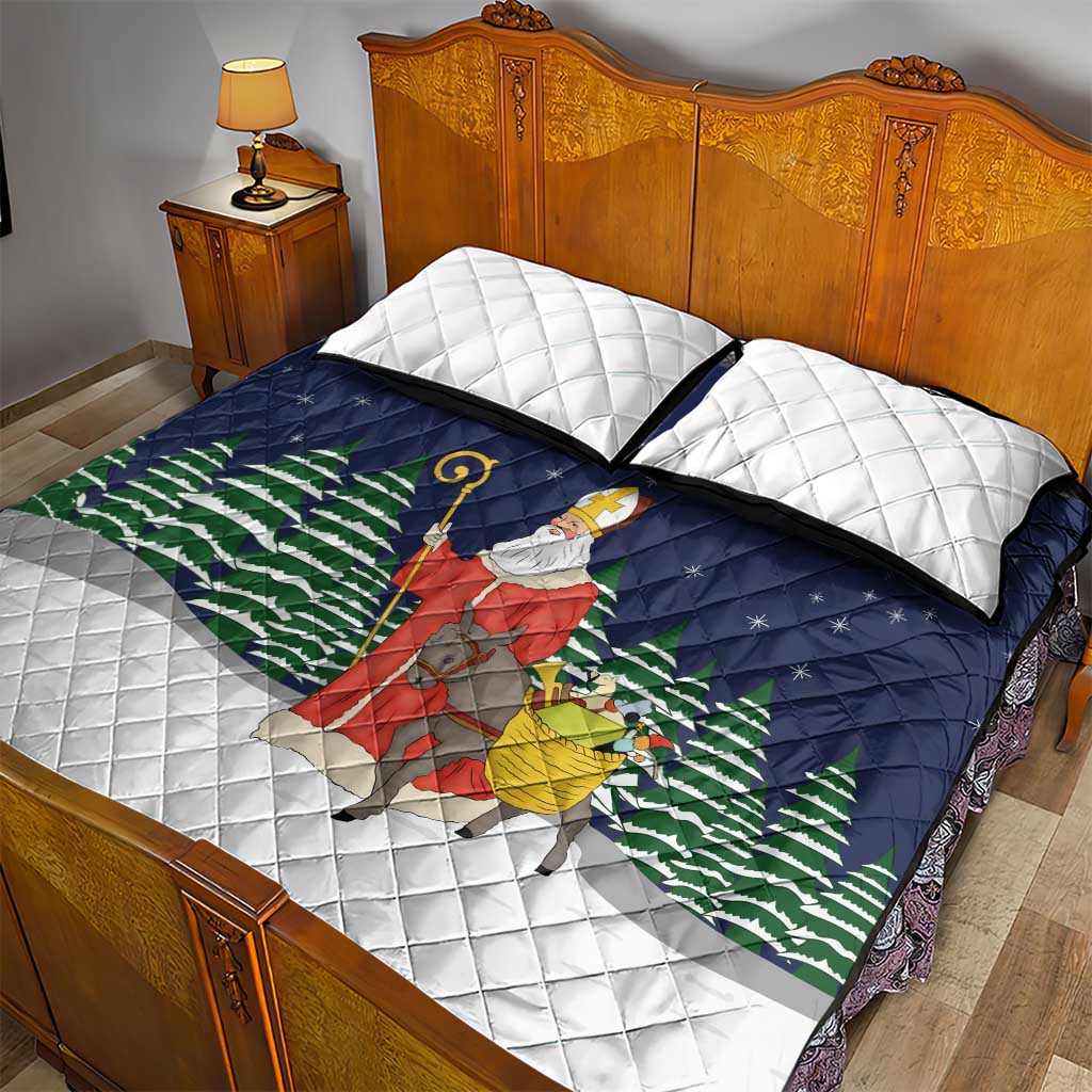 Saint Nicholas Christmas Quilt Bed Set Xmas Holiday Patterns - Wonder Print Shop