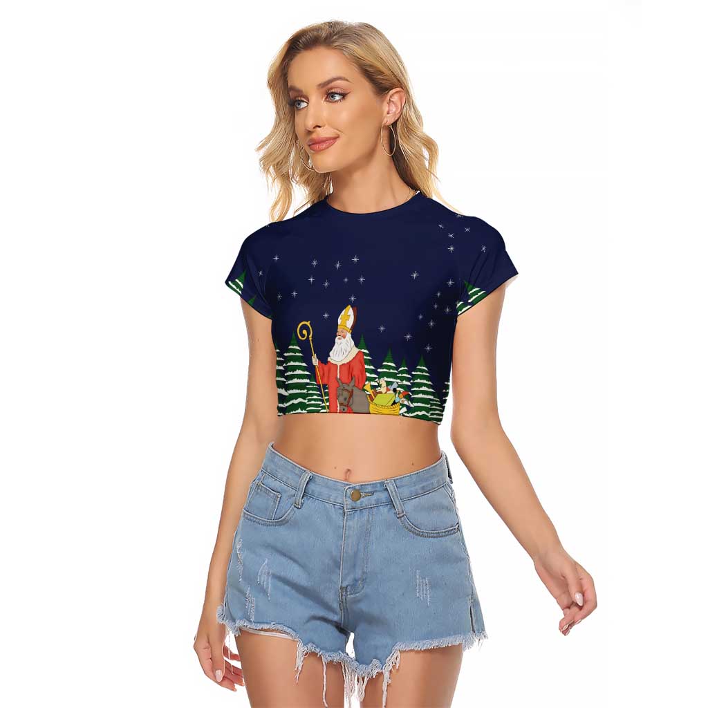 Saint Nicholas Christmas Raglan Cropped T Shirt Xmas Holiday Patterns - Wonder Print Shop