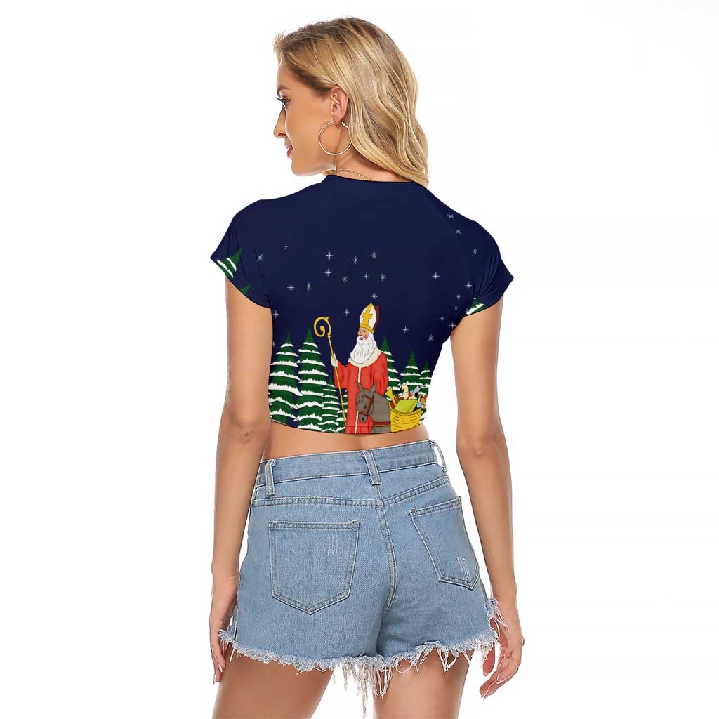 Saint Nicholas Christmas Raglan Cropped T Shirt Xmas Holiday Patterns - Wonder Print Shop