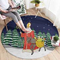 Saint Nicholas Christmas Round Carpet Xmas Holiday Patterns - Wonder Print Shop