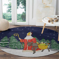 Saint Nicholas Christmas Round Carpet Xmas Holiday Patterns - Wonder Print Shop