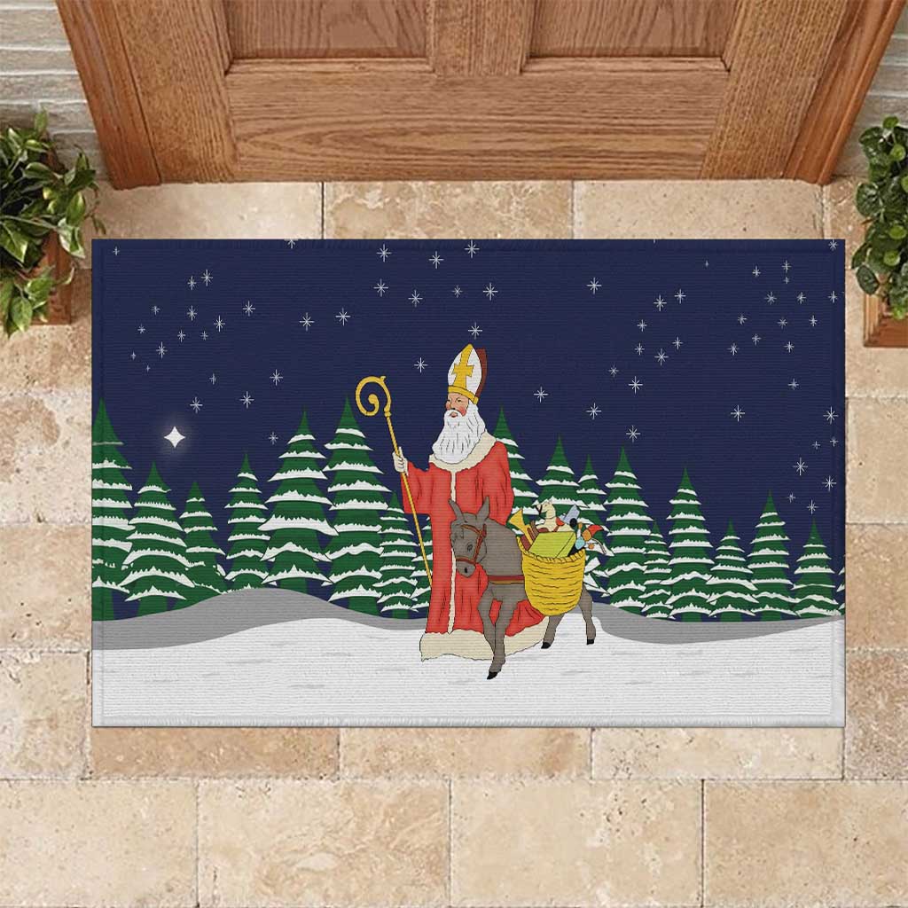 Saint Nicholas Christmas Rubber Doormat Xmas Holiday Patterns - Wonder Print Shop