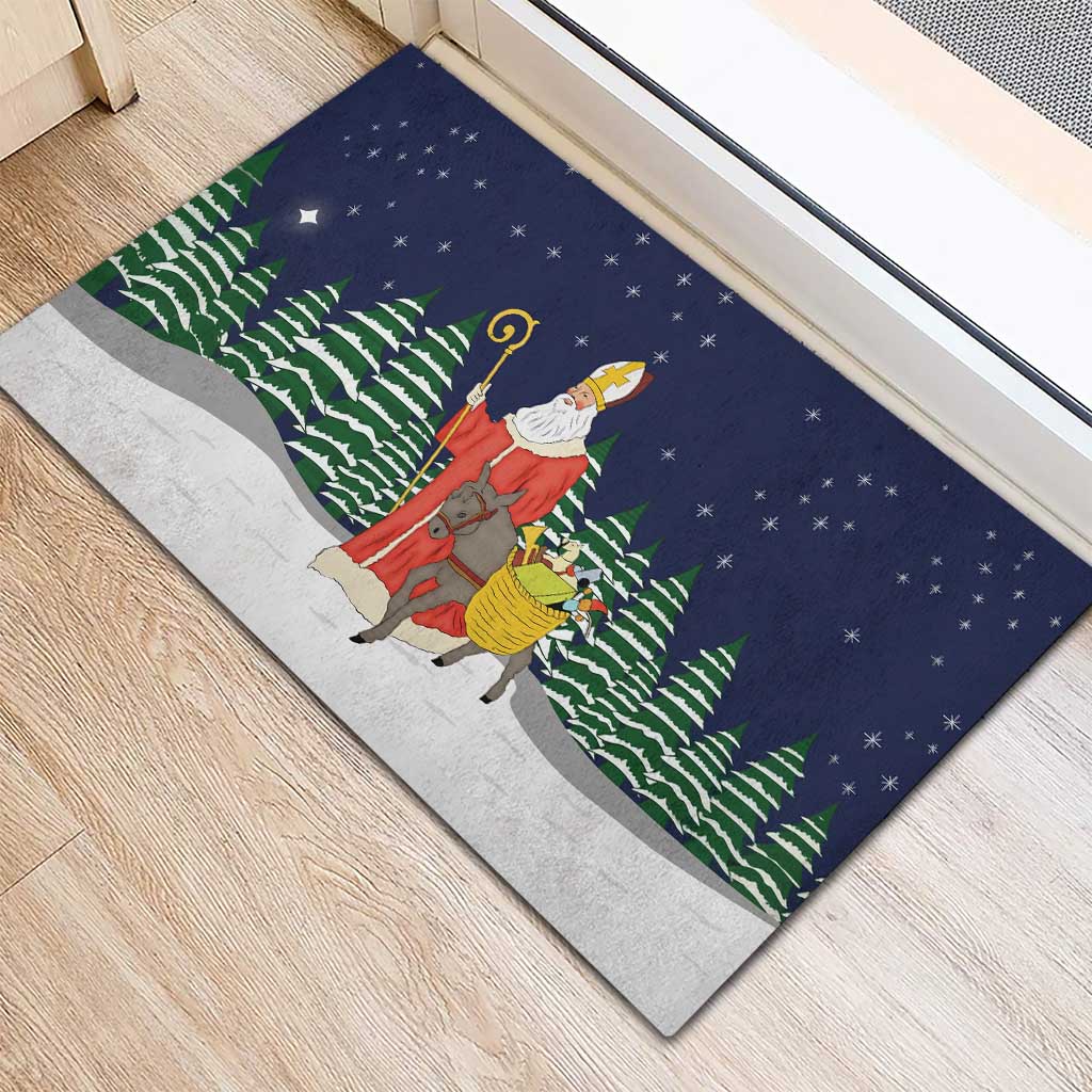 Saint Nicholas Christmas Rubber Doormat Xmas Holiday Patterns - Wonder Print Shop