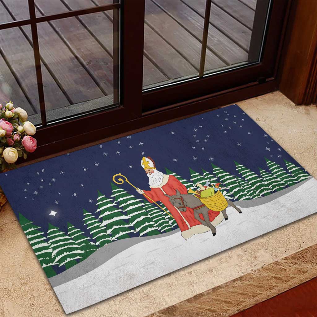 Saint Nicholas Christmas Rubber Doormat Xmas Holiday Patterns - Wonder Print Shop