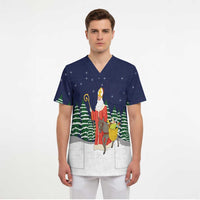 Saint Nicholas Christmas Scrub Top Xmas Holiday Patterns - Wonder Print Shop