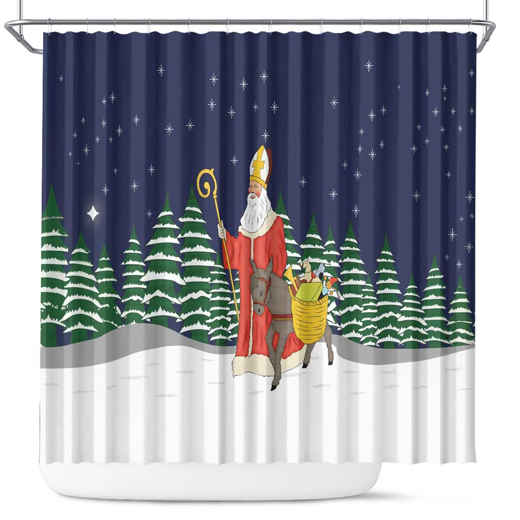 Saint Nicholas Christmas Shower Curtain Xmas Holiday Patterns - Wonder Print Shop